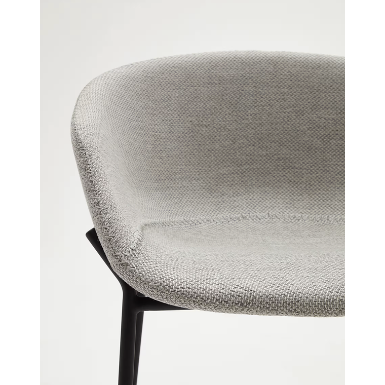 Taburete Yvette gris claro y patas de acero con acabado negro altura 75 cm 3