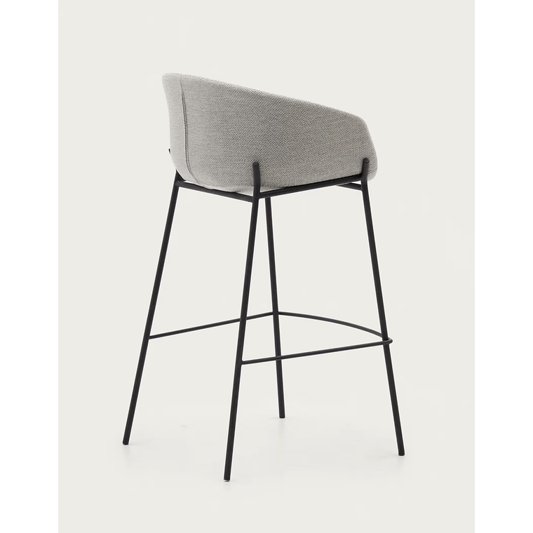 Taburete Yvette gris claro y patas de acero con acabado negro altura 75 cm 6