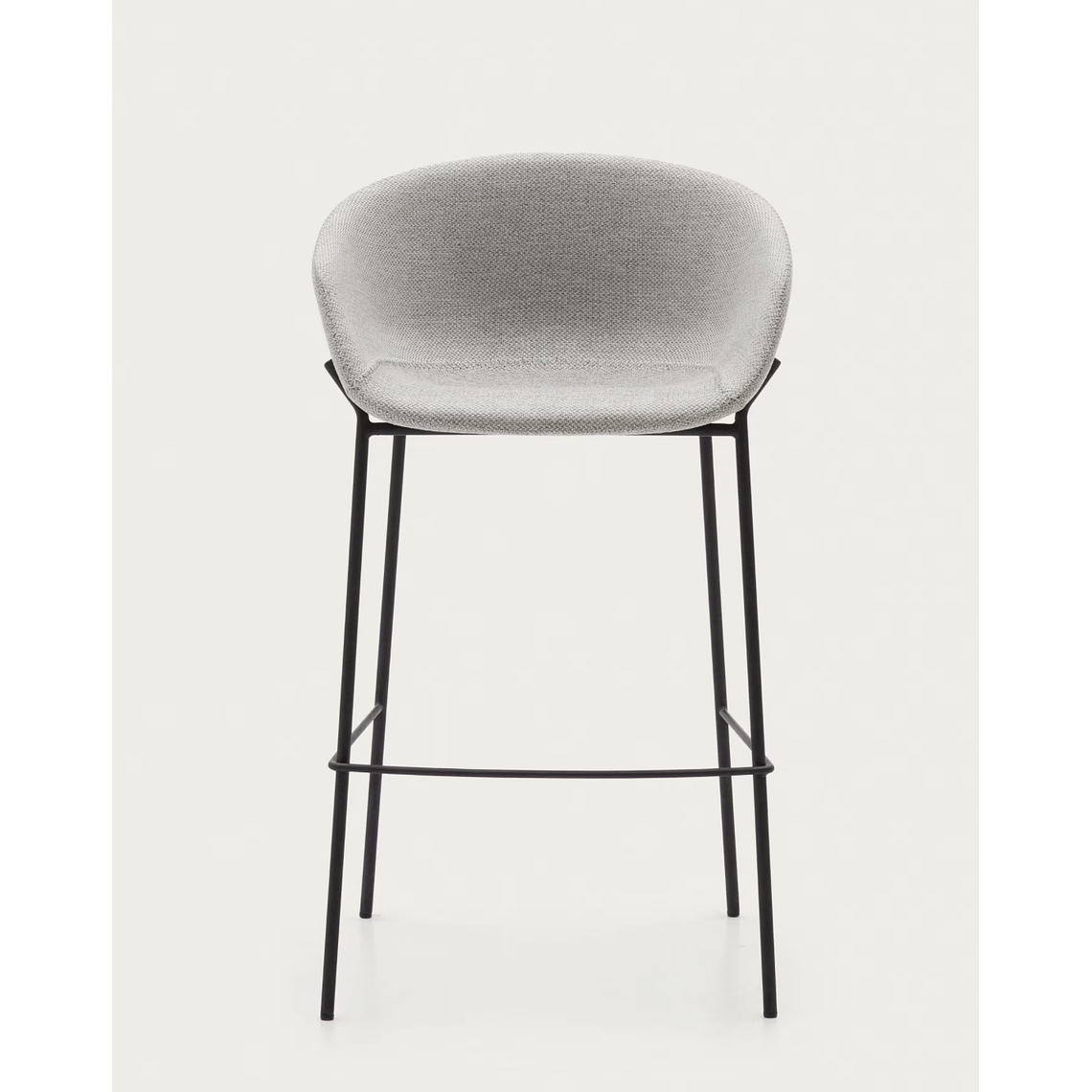 Taburete Yvette gris claro y patas de acero con acabado negro altura 75 cm 7