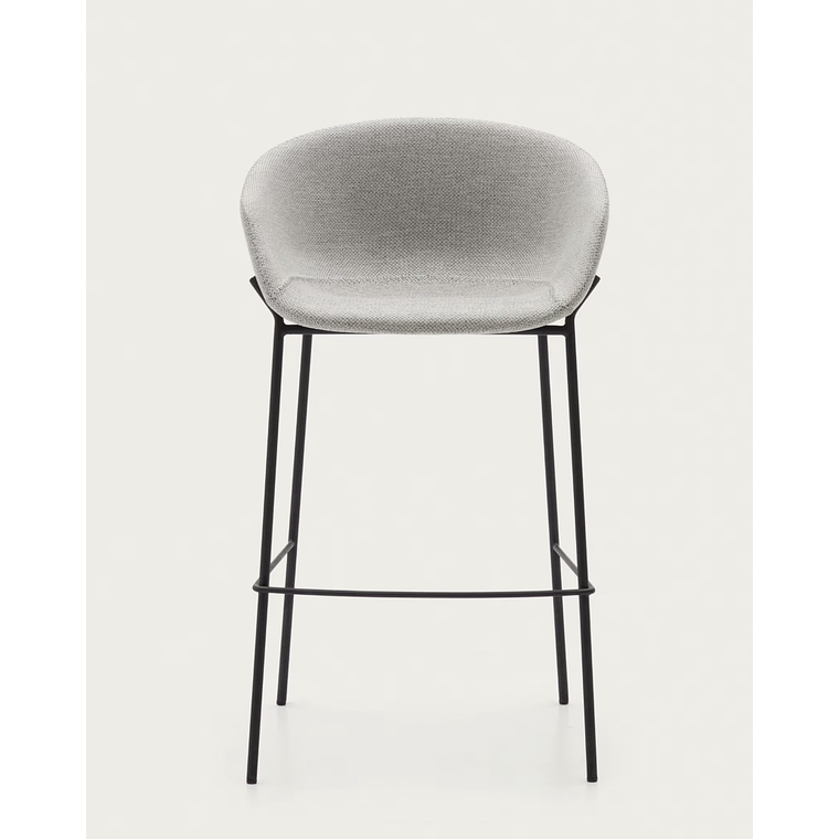 Taburete Yvette gris claro y patas de acero con acabado negro altura 75 cm 7