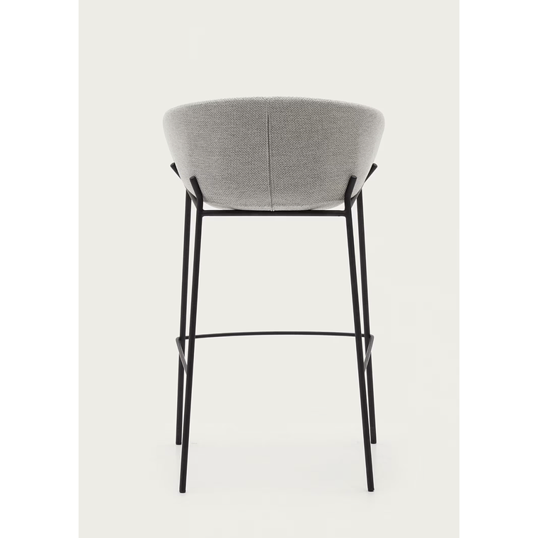 Taburete Yvette gris claro y patas de acero con acabado negro altura 75 cm 8