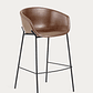 Taburete Yvette piel sintética marrón y patas de acero con acabado negro altura 75 cm - Miniatura 1