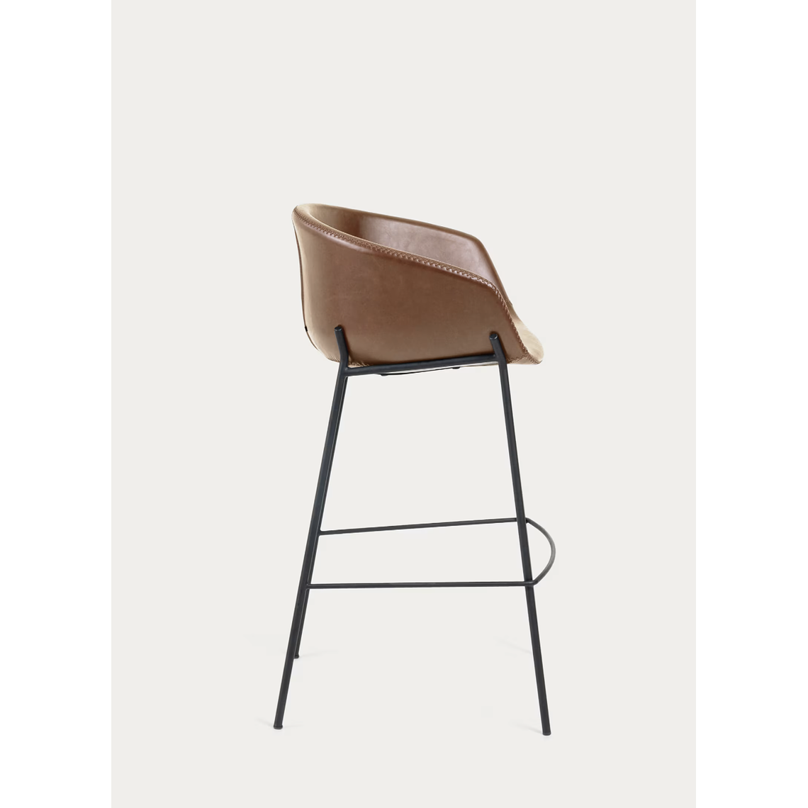 Taburete Yvette piel sintética marrón y patas de acero con acabado negro altura 75 cm 5