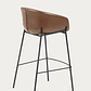 Taburete Yvette piel sintética marrón y patas de acero con acabado negro altura 75 cm - Miniatura 7