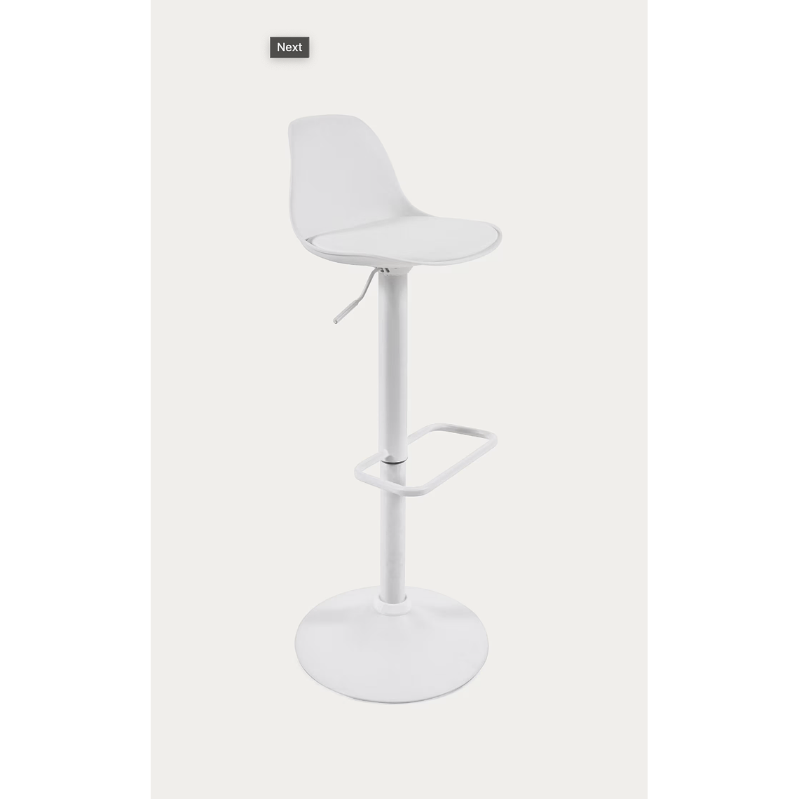 Taburete Orlando - T de piel sintética blanco y acero blanco mate 60-82 cm 1