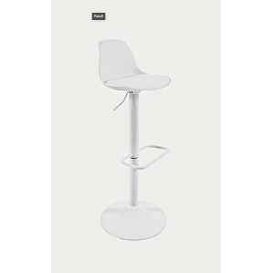 Taburete Orlando - T de piel sintética blanco y acero blanco mate 60-82 cm