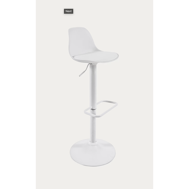 Taburete Orlando - T de piel sintética blanco y acero blanco mate 60-82 cm 1