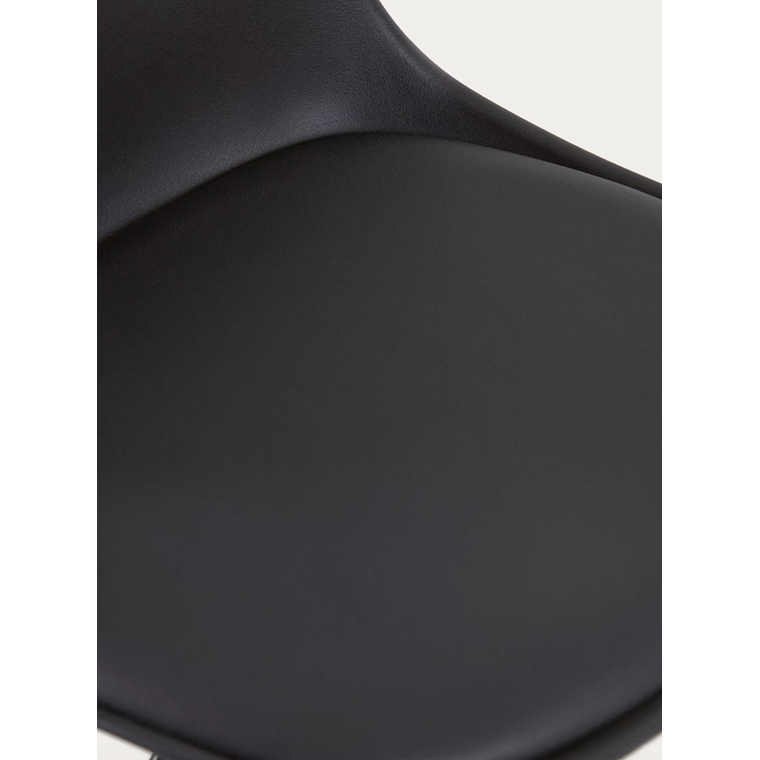 Taburete Orlando - T de piel sintética negro y acero negro mate 60-82 cm 3