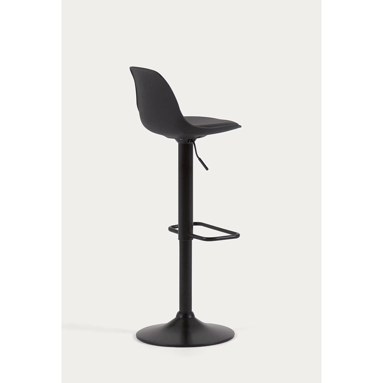 Taburete Orlando - T de piel sintética negro y acero negro mate 60-82 cm 8