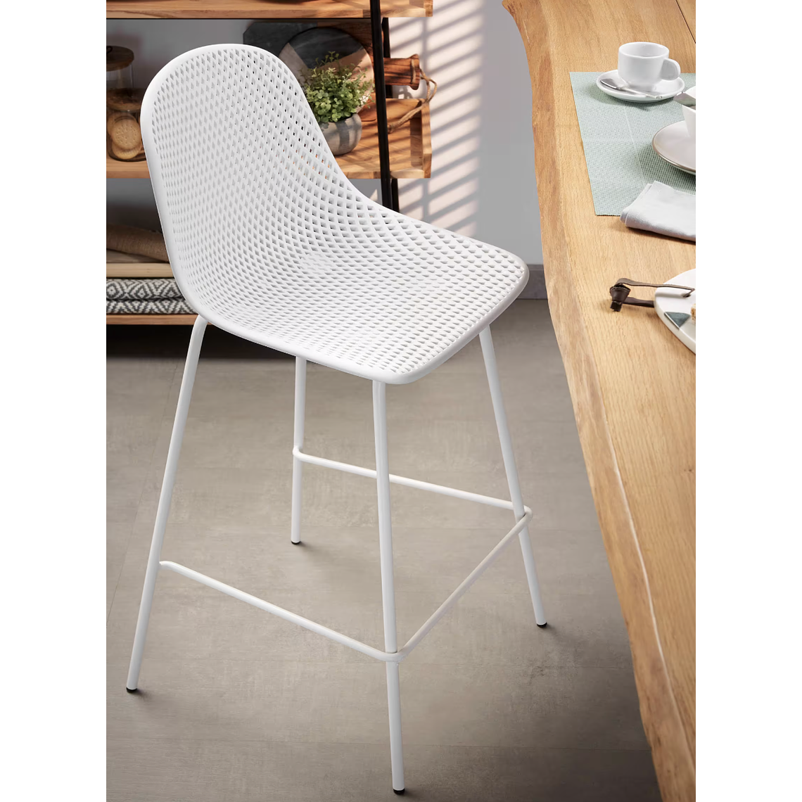 Taburete exterior Quinby blanco altura 75 cm 4