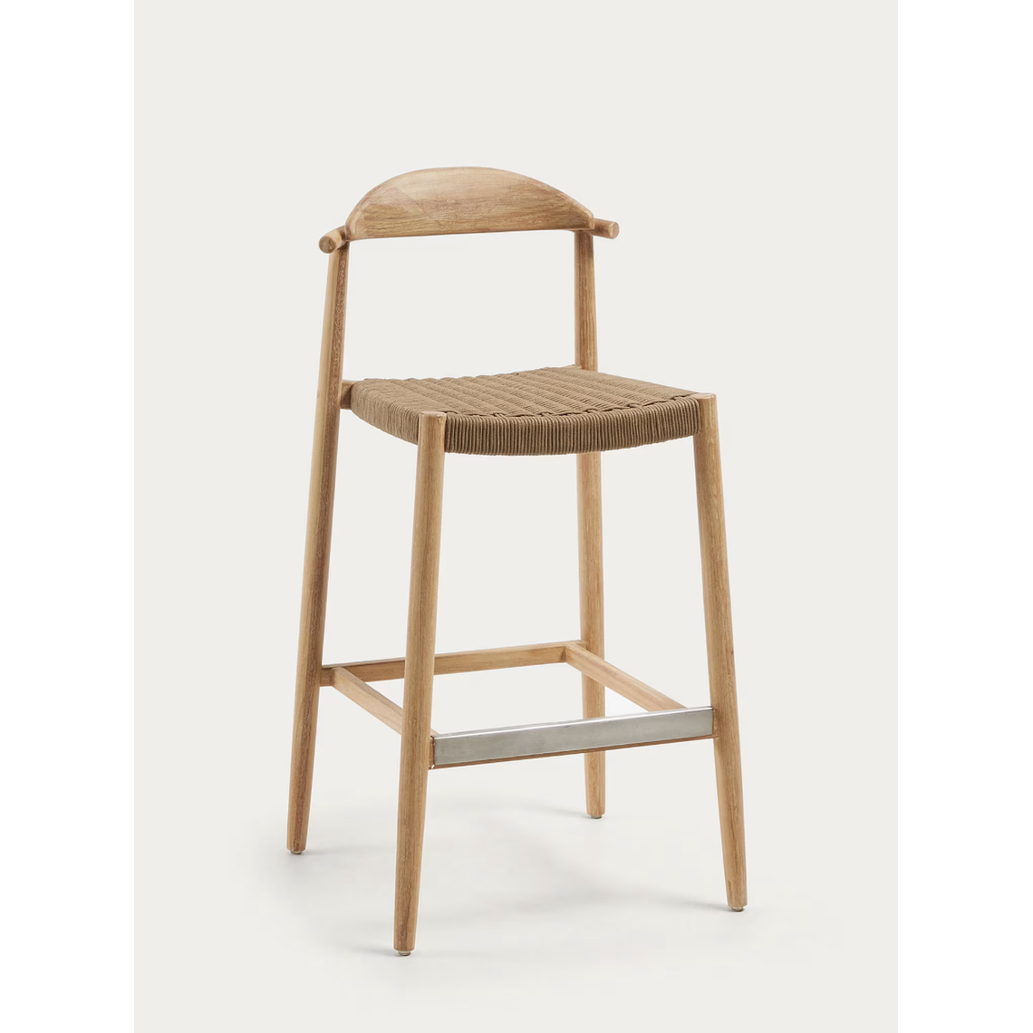 Taburete Nina de madera maciza de acacia y cuerda beige altura 76 cm 1