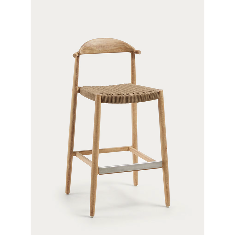 Taburete Nina de madera maciza de acacia y cuerda beige altura 76 cm 1