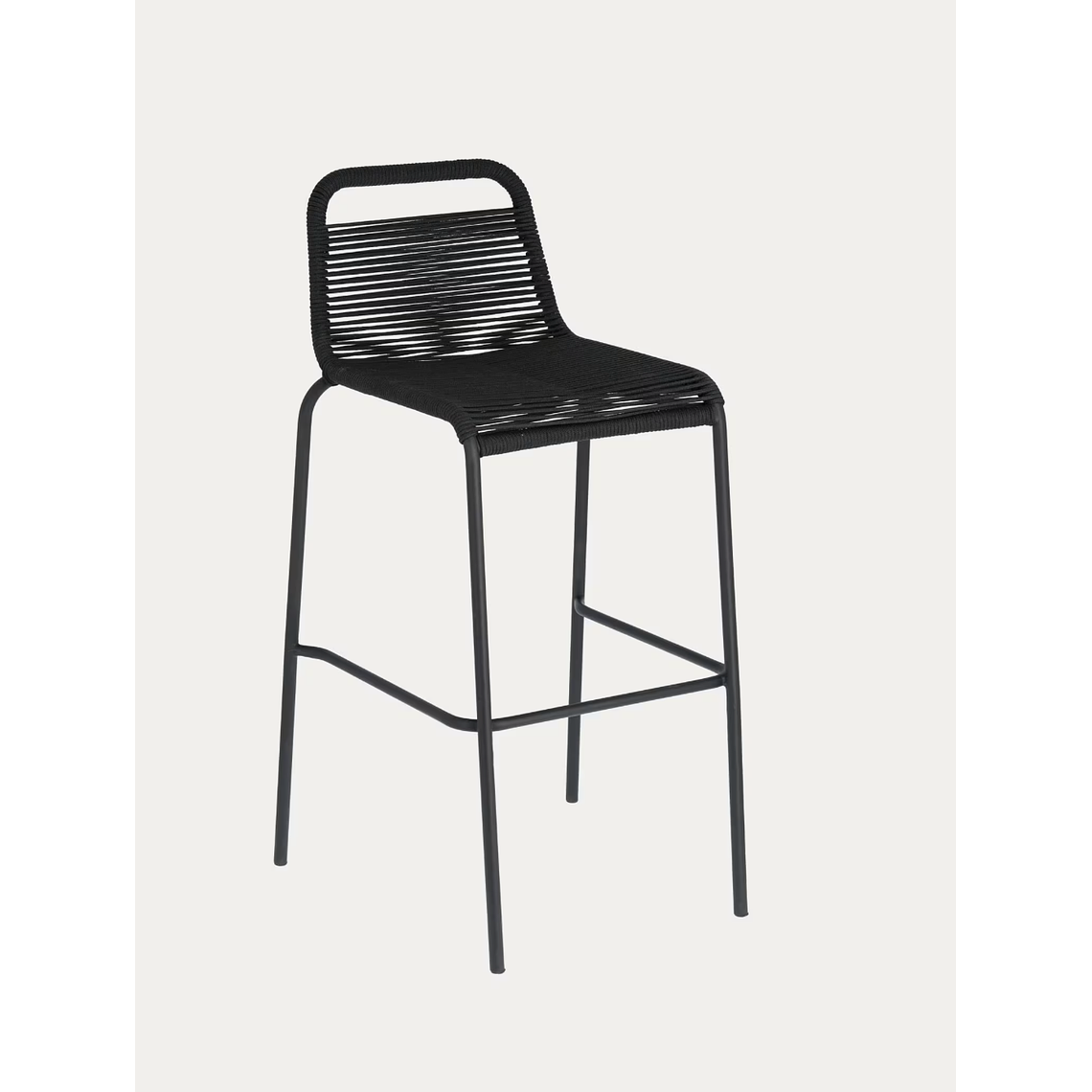 Taburete apilable Lambton de cuerda negro y acero con acabado negro altura 74 cm 1