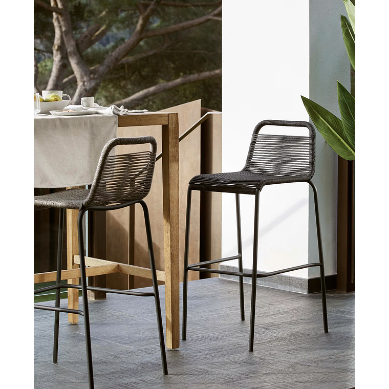 Taburete apilable Lambton de cuerda negro y acero con acabado negro altura 74 cm 2