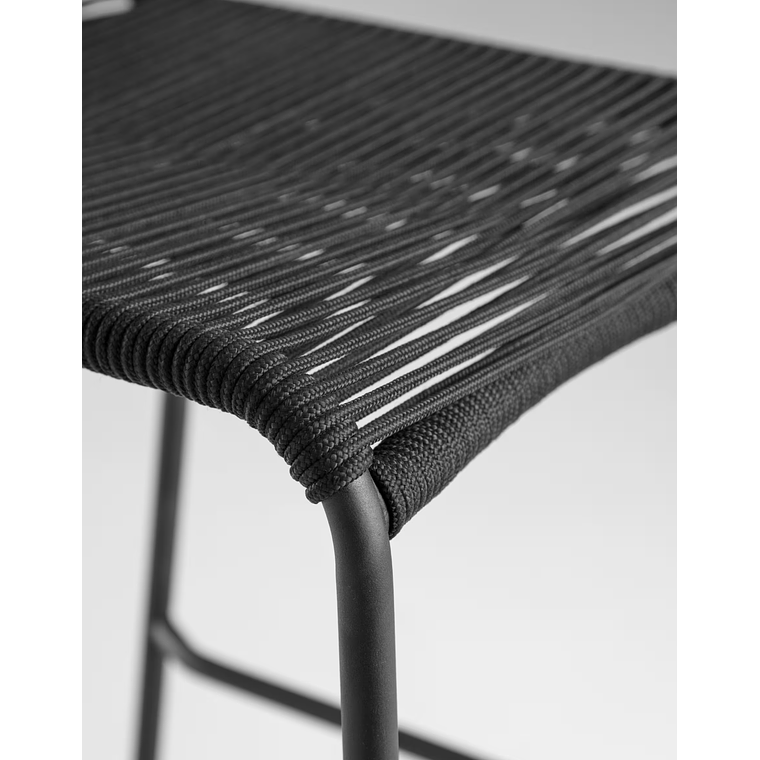 Taburete apilable Lambton de cuerda negro y acero con acabado negro altura 74 cm 3