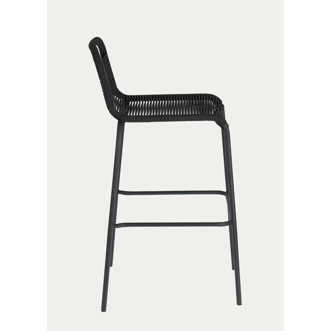 Taburete apilable Lambton de cuerda negro y acero con acabado negro altura 74 cm 6