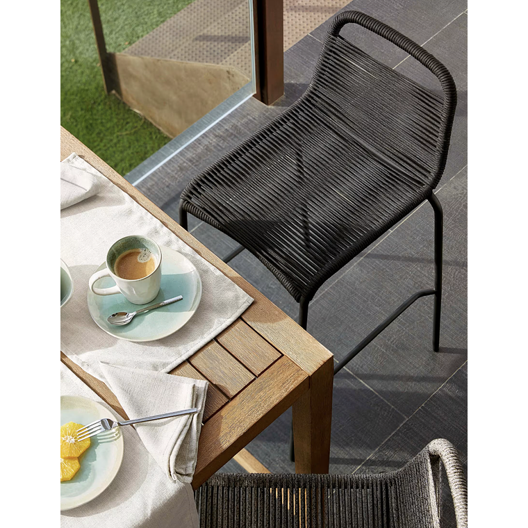 Taburete apilable Lambton de cuerda negro y acero con acabado negro altura 74 cm 8