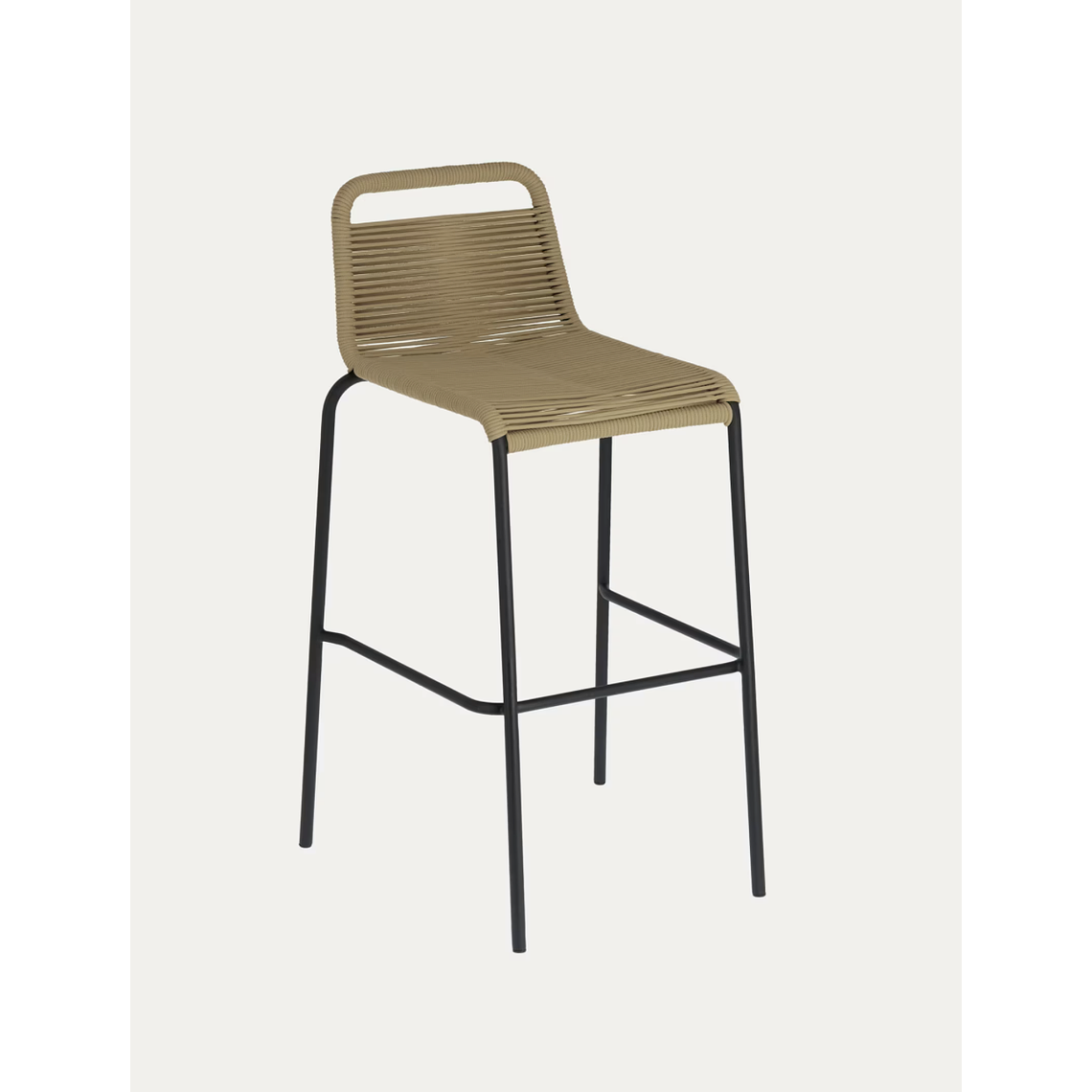 Taburete apilable Lambton de cuerda marrón y acero con acabado negro altura 74 cm 1