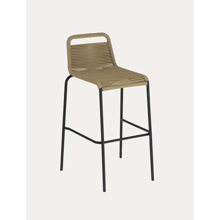 Taburete apilable Lambton de cuerda marrón y acero con acabado negro altura 74 cm 1