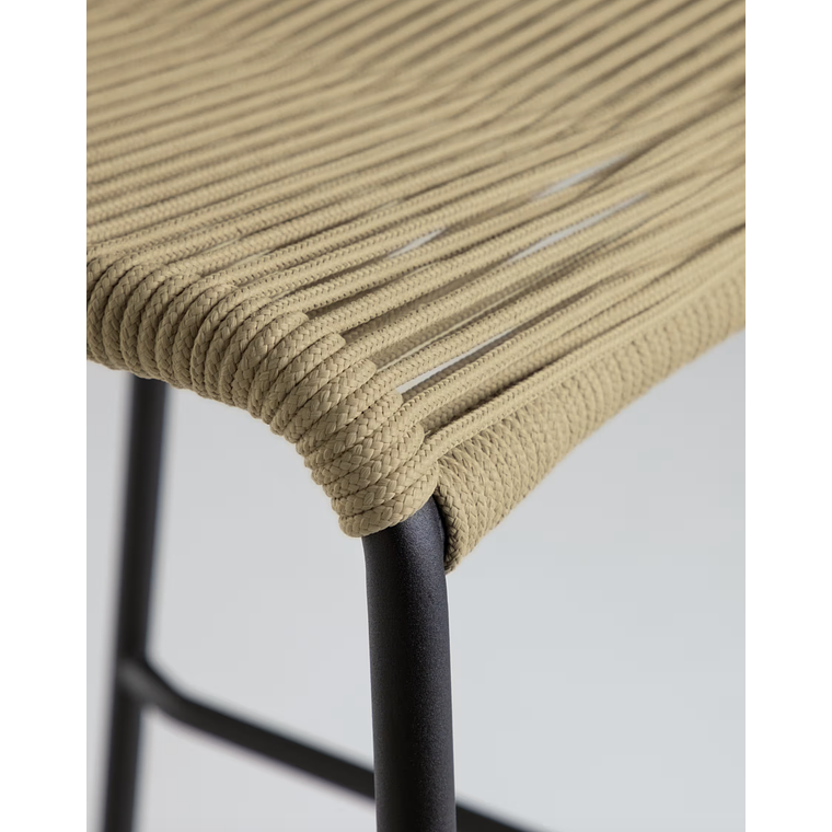 Taburete apilable Lambton de cuerda marrón y acero con acabado negro altura 74 cm 3