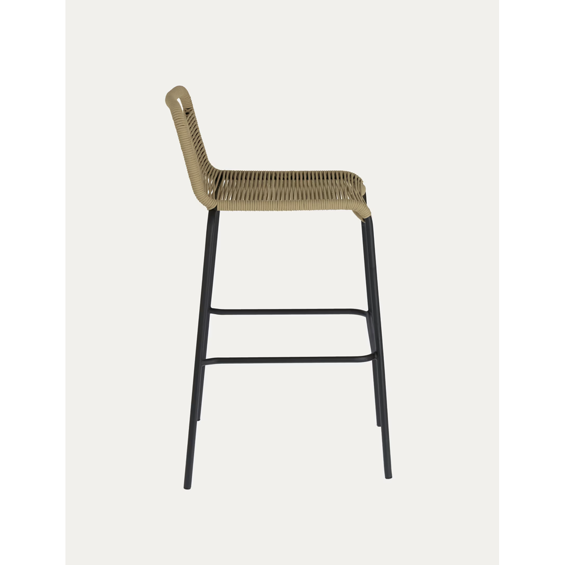 Taburete apilable Lambton de cuerda marrón y acero con acabado negro altura 74 cm 6