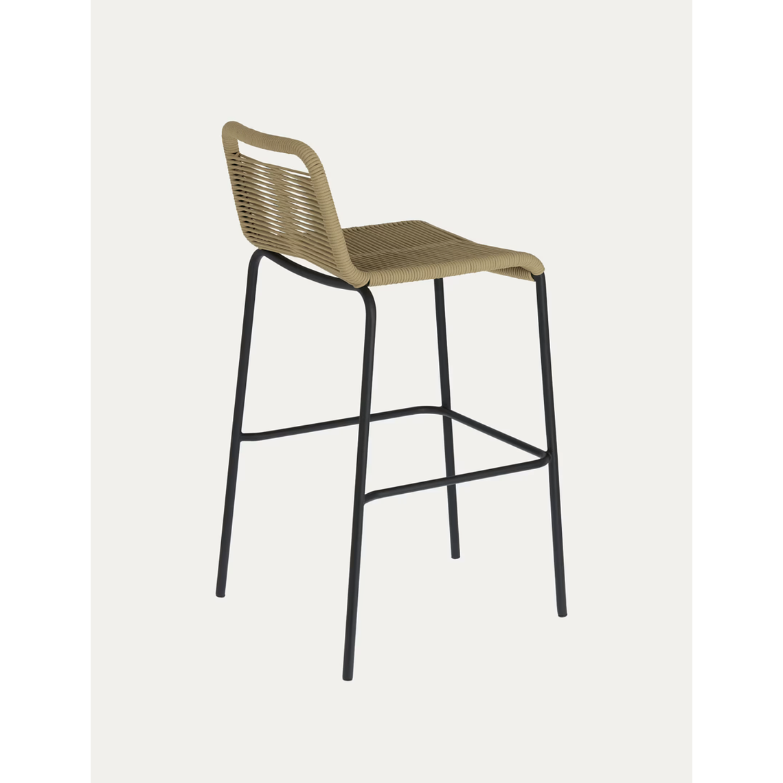 Taburete apilable Lambton de cuerda marrón y acero con acabado negro altura 74 cm 7