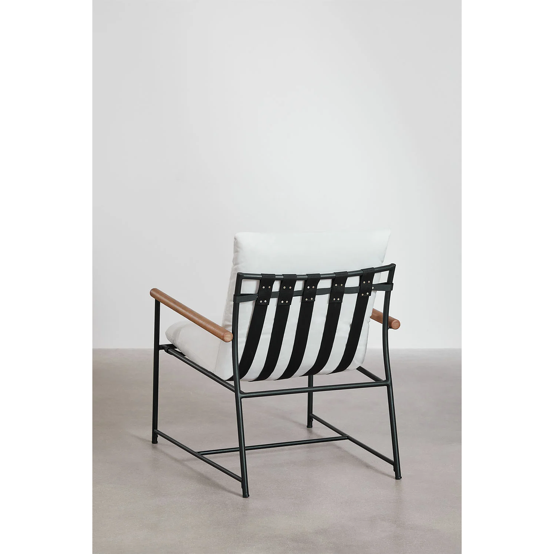 Juego de Balcón de 2 Sillones y Mesa de Centro en Madera de Eucalipto y Acero Negro Kerkera 5