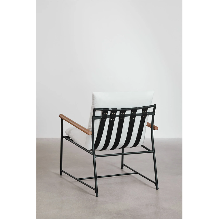 Juego de Balcón de 2 Sillones y Mesa de Centro en Madera de Eucalipto y Acero Negro Kerkera 5