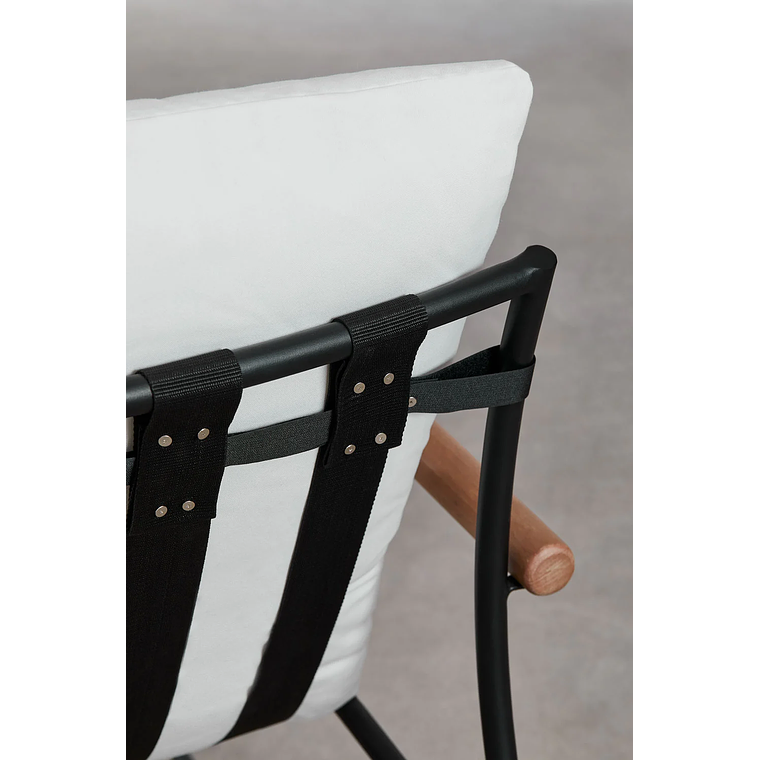 Juego de Balcón de 2 Sillones y Mesa de Centro en Madera de Eucalipto y Acero Negro Kerkera 6