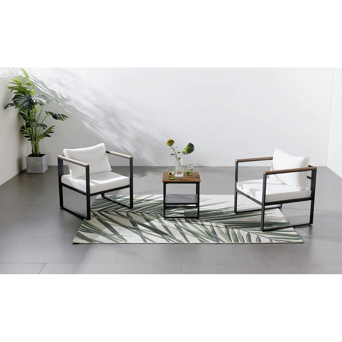 MUEBLES DE BALCÓN DE DISEÑO 2 PLAZAS MADERA NEGRA 1