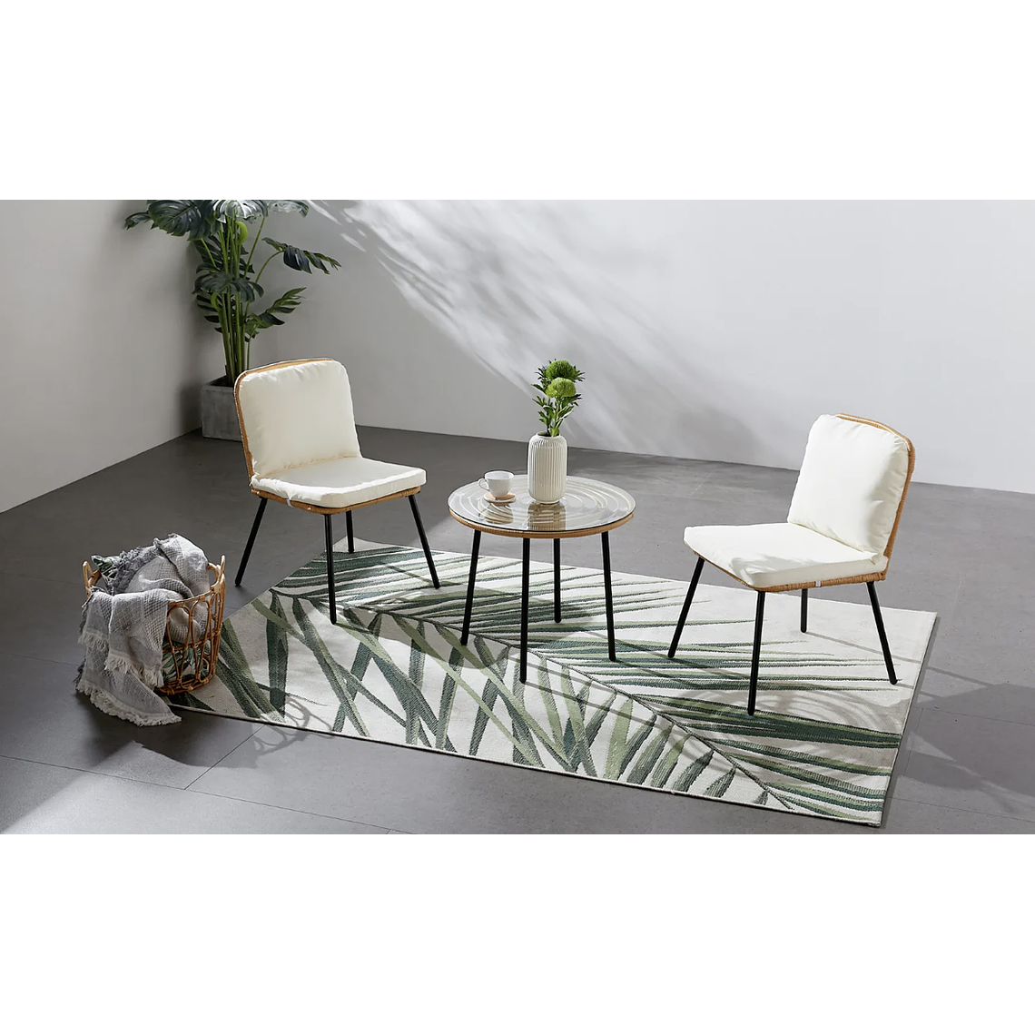 JUEGO DE BALCÓN DE JARDÍN DE 2 PLAZAS EFECTO RATÁN 1