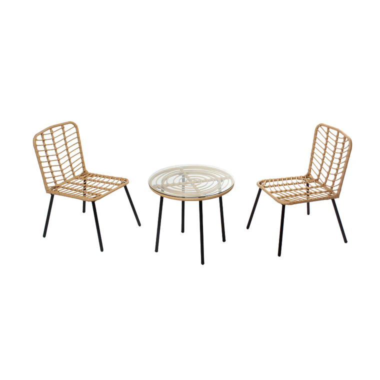 JUEGO DE BALCÓN DE JARDÍN DE 2 PLAZAS EFECTO RATÁN 3