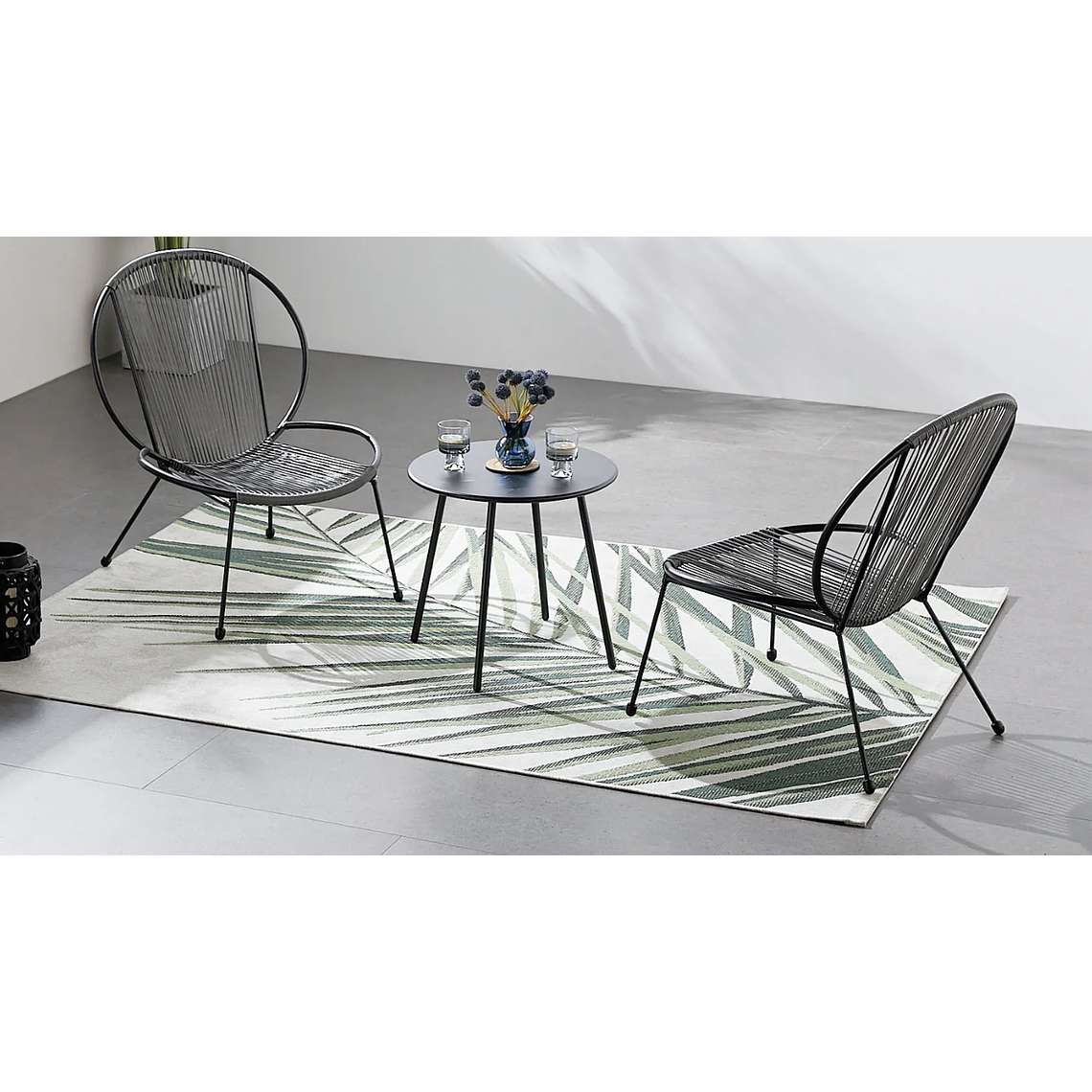 JUEGO DE BALCÓN DE 2 SILLONES + 1 MESA DE CENTRO GRIS OSCURO 1