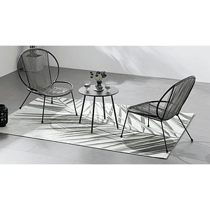 JUEGO DE BALCÓN DE 2 SILLONES + 1 MESA DE CENTRO GRIS OSCURO