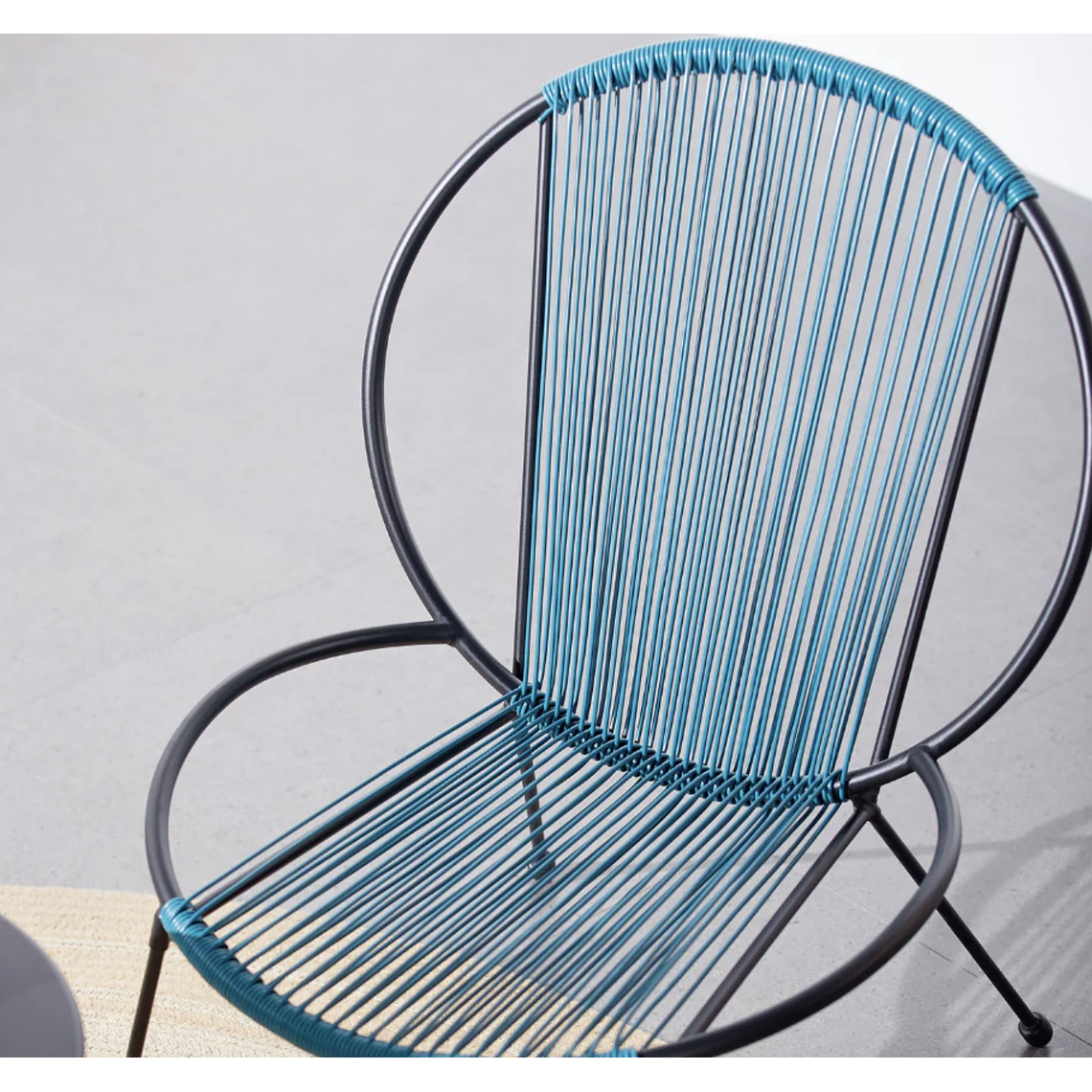 JUEGO DE BALCÓN DE 2 SILLONES + 1 MESA DE CENTRO GRIS AZUL 3