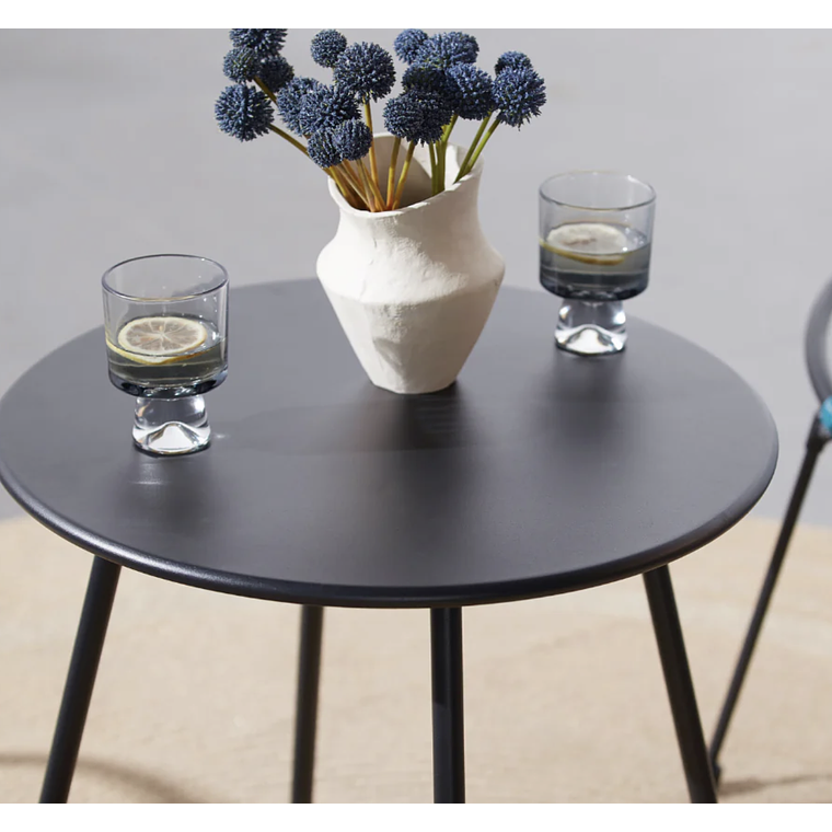 JUEGO DE BALCÓN DE 2 SILLONES + 1 MESA DE CENTRO GRIS AZUL 4