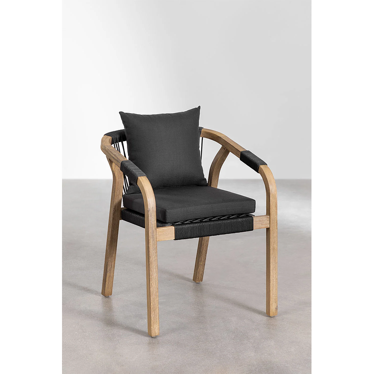 Juega de Comerdor Rectangular (260x100 cm) y 10 Sillas de Jardín en Madera de Acacia Dubai Gris Grafito 5