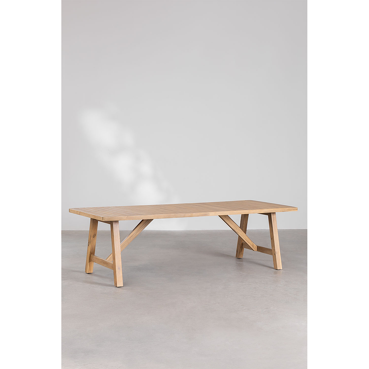 JJuega de Comerdor Rectangular (260x100 cm) y 10 Sillas de Jardín en Madera de Acacia Dubai Verde Army  2