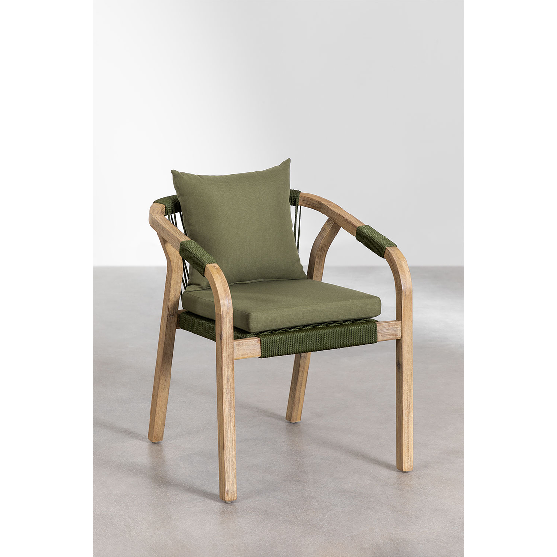 JJuega de Comerdor Rectangular (260x100 cm) y 10 Sillas de Jardín en Madera de Acacia Dubai Verde Army  5