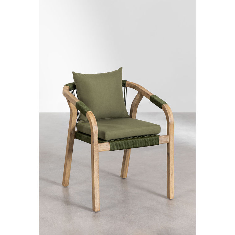 JJuega de Comerdor Rectangular (260x100 cm) y 10 Sillas de Jardín en Madera de Acacia Dubai Verde Army  5