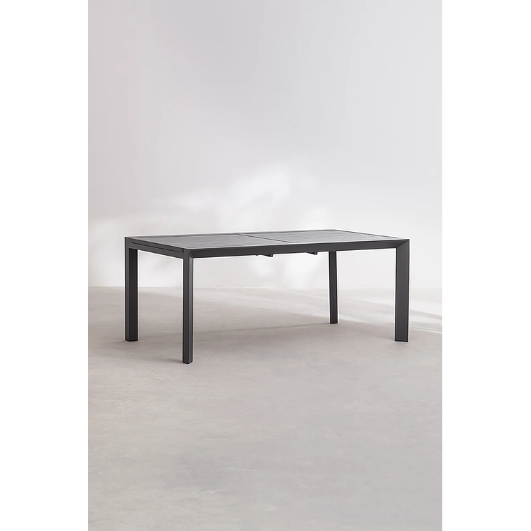 Juego de Comerdor Mesa Extensible Rectangular en Aluminio (180-240x100 cm) Starmi y 6 Sillas de Jardín Eika Gris Grafito 3