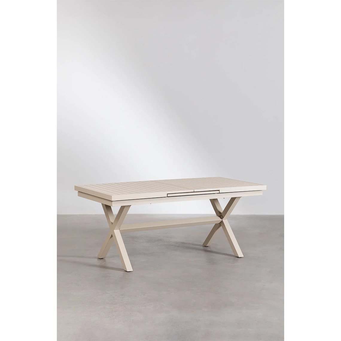 Juego de Comedor Mesa Extensible Rectangular (180-240x90 cm) Y 8 Sillas de Jardín Apilables en Aluminio Karena Beige Tapioca 3