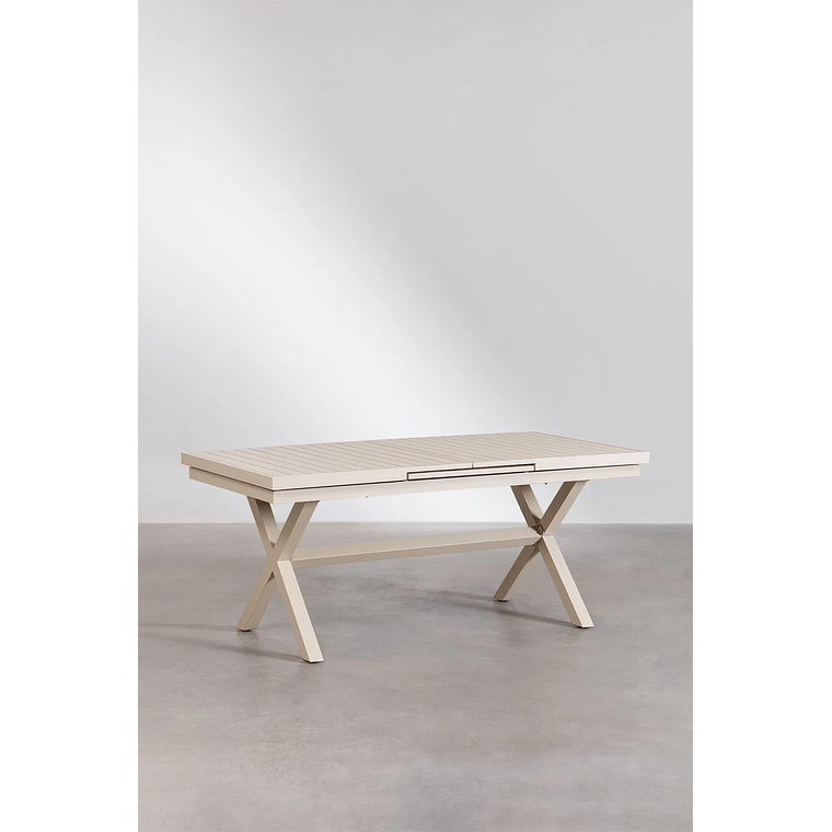 Juego de Comedor Mesa Extensible Rectangular (180-240x90 cm) Y 8 Sillas de Jardín Apilables en Aluminio Karena Beige Tapioca 3