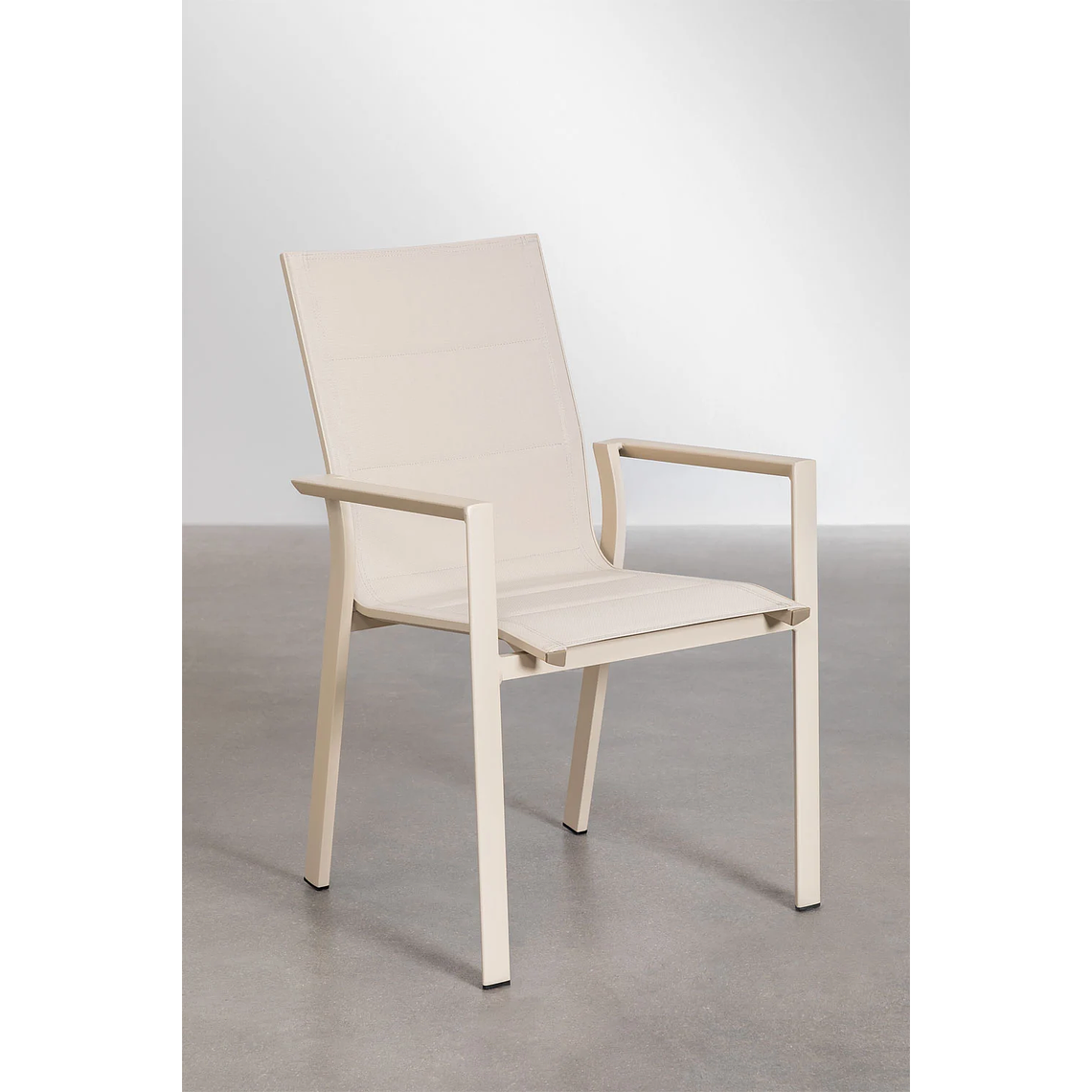 Juego de Comedor Mesa Extensible Rectangular (180-240x90 cm) Y 8 Sillas de Jardín Apilables en Aluminio Karena Beige Tapioca 6