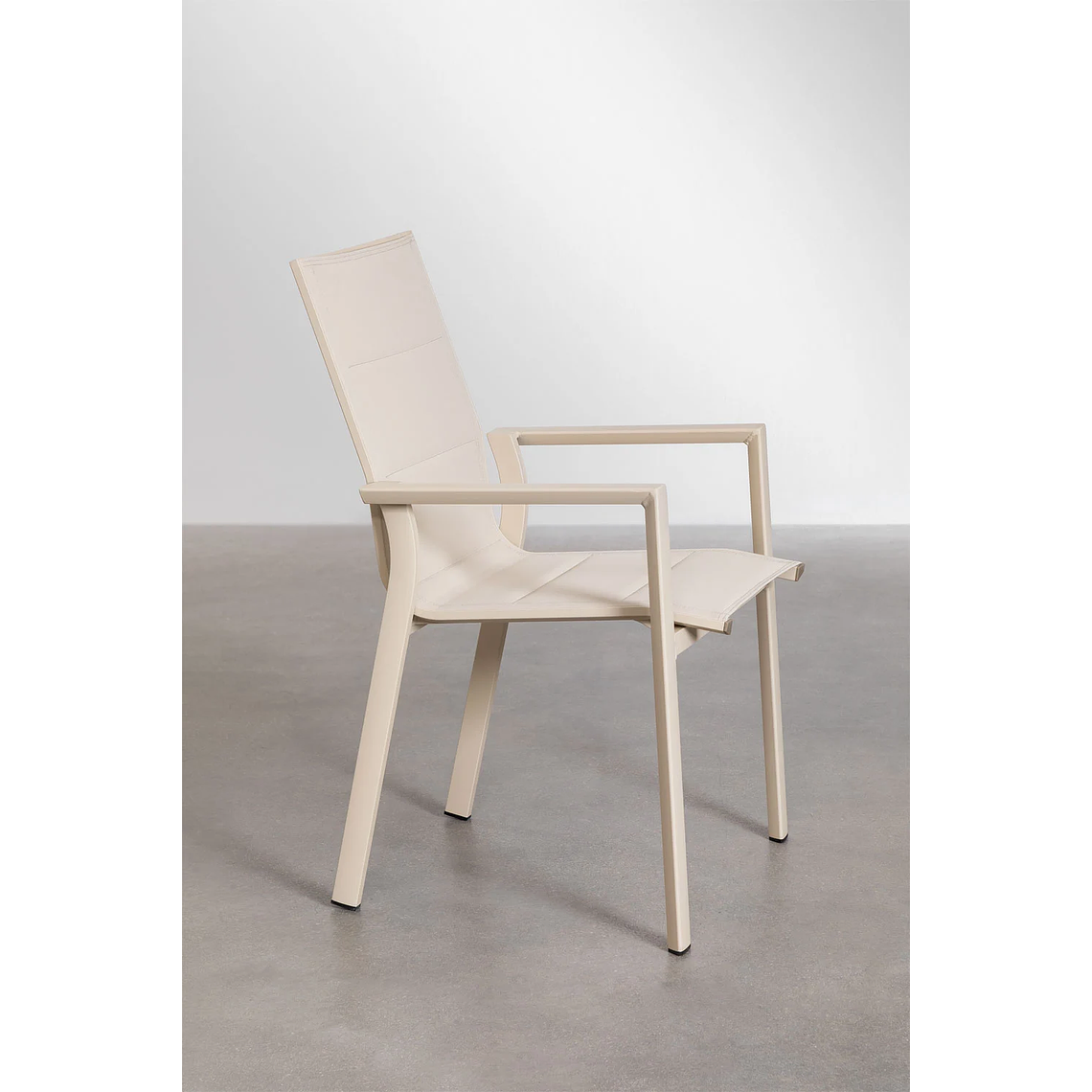 Juego de Comedor Mesa Extensible Rectangular (180-240x90 cm) Y 8 Sillas de Jardín Apilables en Aluminio Karena Beige Tapioca 7