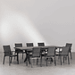 Juego de Comedor Mesa Extensible Rectangular (180-240x90 cm) Y 8 Sillas de Jardín Apilables en Aluminio Karena Gris Grafito - Miniatura 2