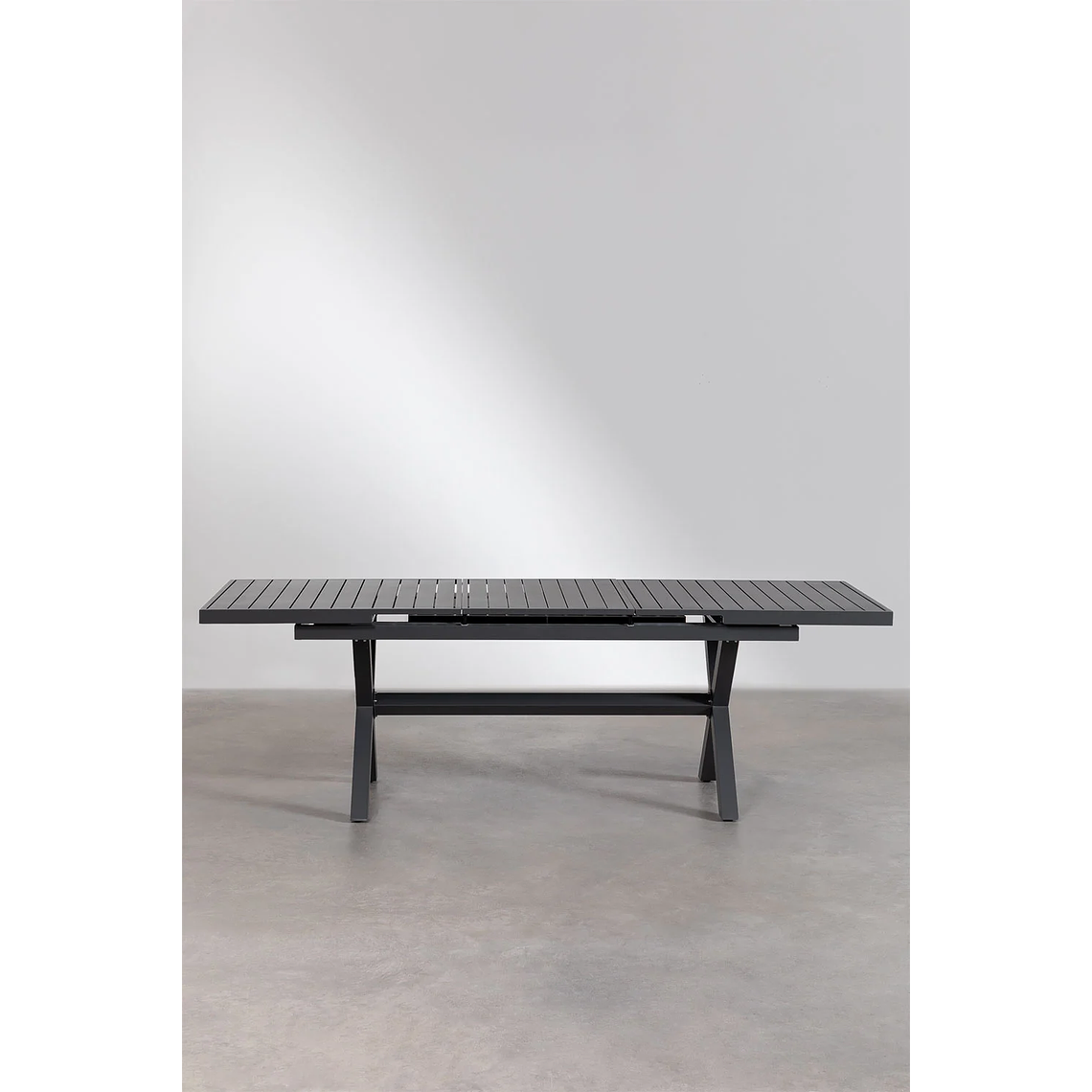 Juego de Comedor Mesa Extensible Rectangular (180-240x90 cm) Y 8 Sillas de Jardín Apilables en Aluminio Karena Gris Grafito 4