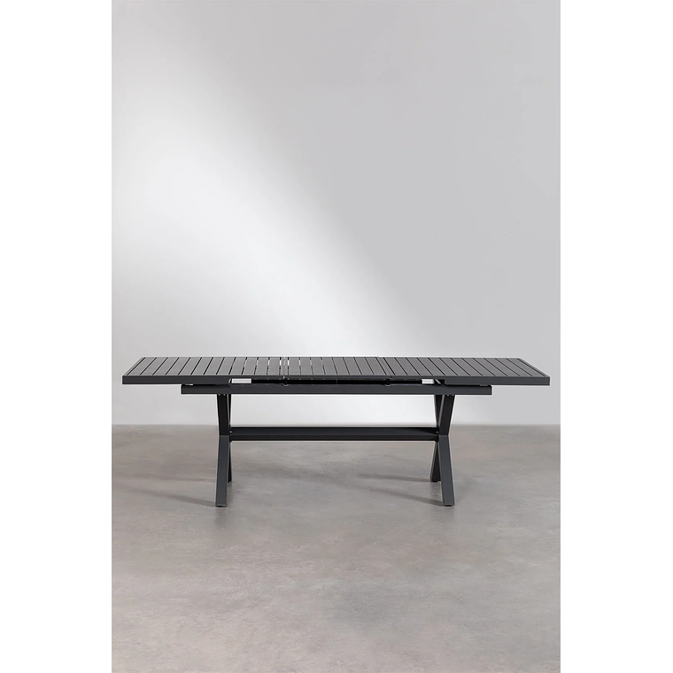 Juego de Comedor Mesa Extensible Rectangular (180-240x90 cm) Y 8 Sillas de Jardín Apilables en Aluminio Karena Gris Grafito 4