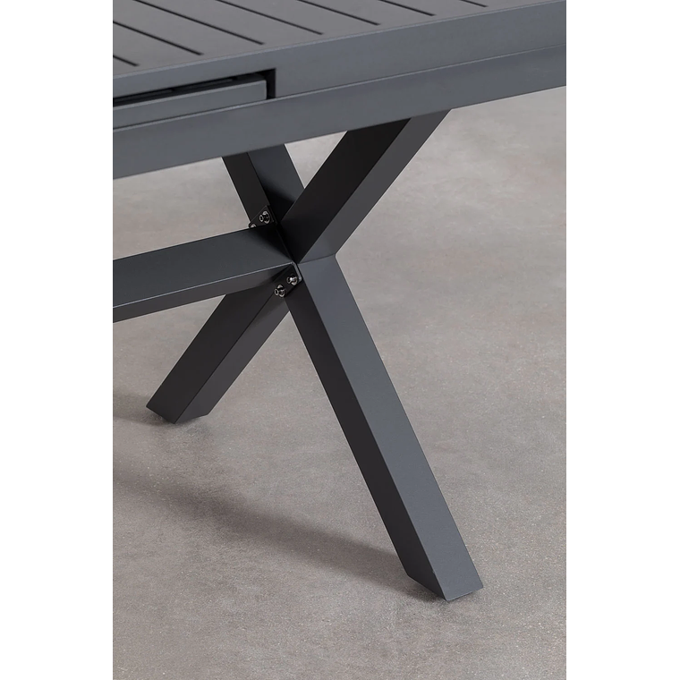 Juego de Comedor Mesa Extensible Rectangular (180-240x90 cm) Y 8 Sillas de Jardín Apilables en Aluminio Karena Gris Grafito 5