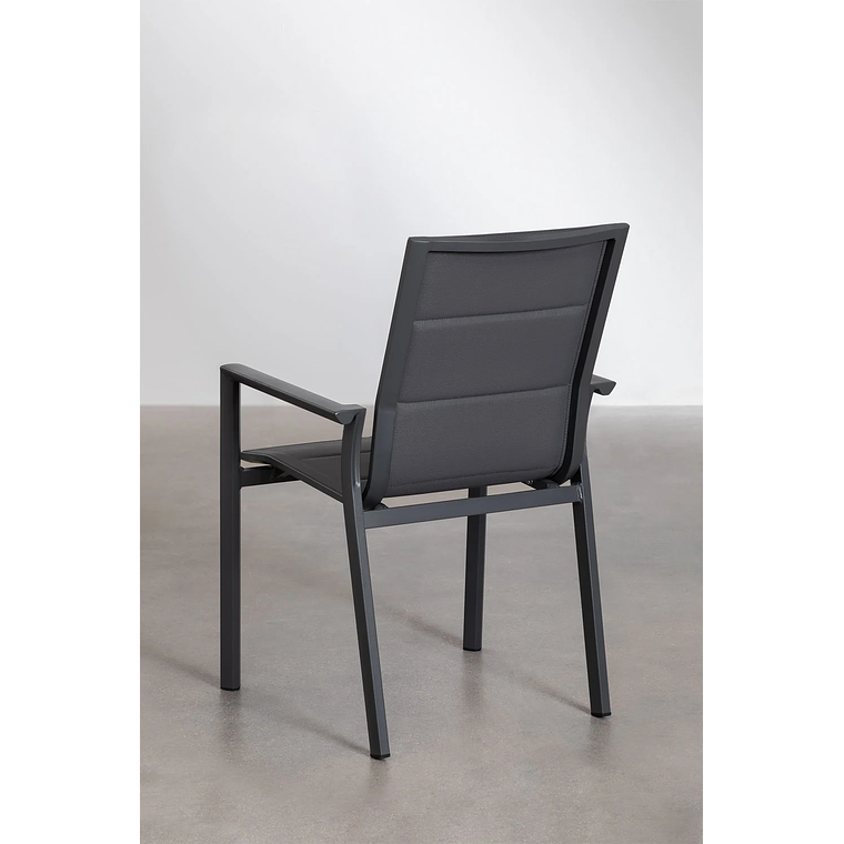 Juego de Comedor Mesa Extensible Rectangular (180-240x90 cm) Y 8 Sillas de Jardín Apilables en Aluminio Karena Gris Grafito 8